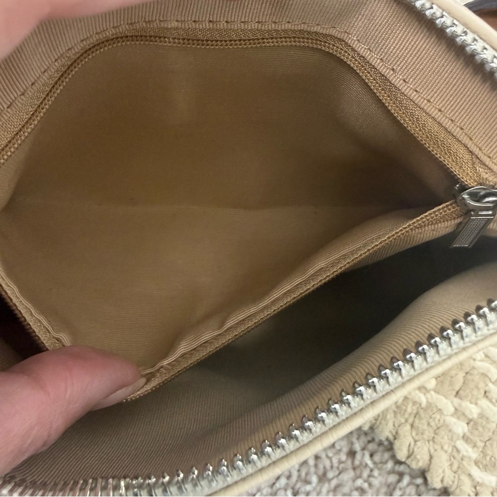 Faux Leather Mini Crossbody Cream with Brown Leather Strap - Picture 5 of 8